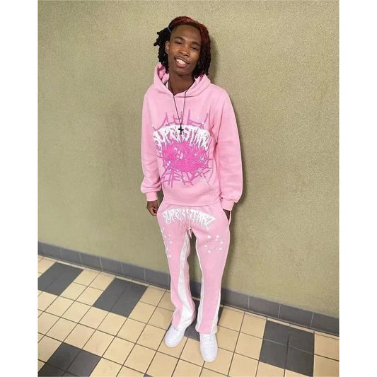 Spider web Printed Hoodie Aesthetic Creativity Hooded Sweatshirt Y2K Clothing Women's Jacket Top Men's Hoodie Punk Pullover