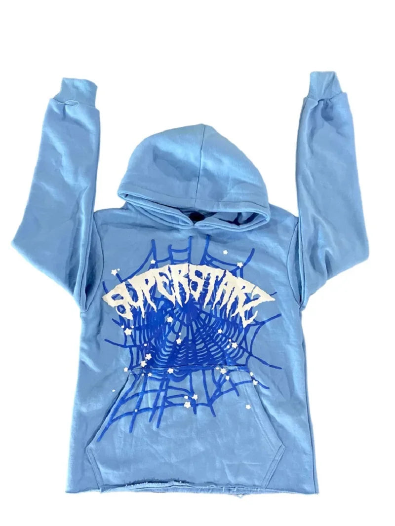 Spider web Printed Hoodie Aesthetic Creativity Hooded Sweatshirt Y2K Clothing Women's Jacket Top Men's Hoodie Punk Pullover