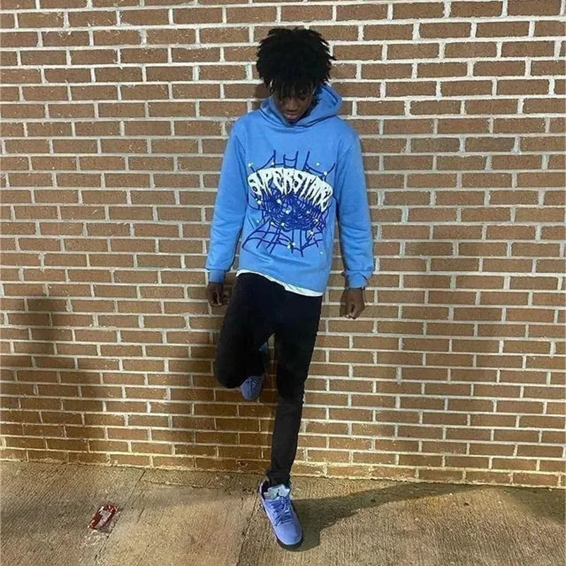 Spider web Printed Hoodie Aesthetic Creativity Hooded Sweatshirt Y2K Clothing Women's Jacket Top Men's Hoodie Punk Pullover