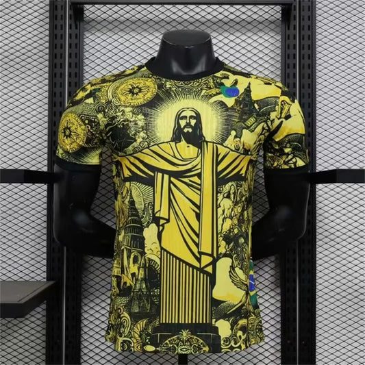 Summer Football Training Top Brazil Special Edition Jesus Black Grey Football Jersey Adult Children Outdoor Men Tshirts