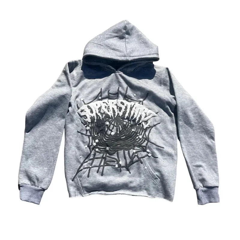Spider web Printed Hoodie Aesthetic Creativity Hooded Sweatshirt Y2K Clothing Women's Jacket Top Men's Hoodie Punk Pullover